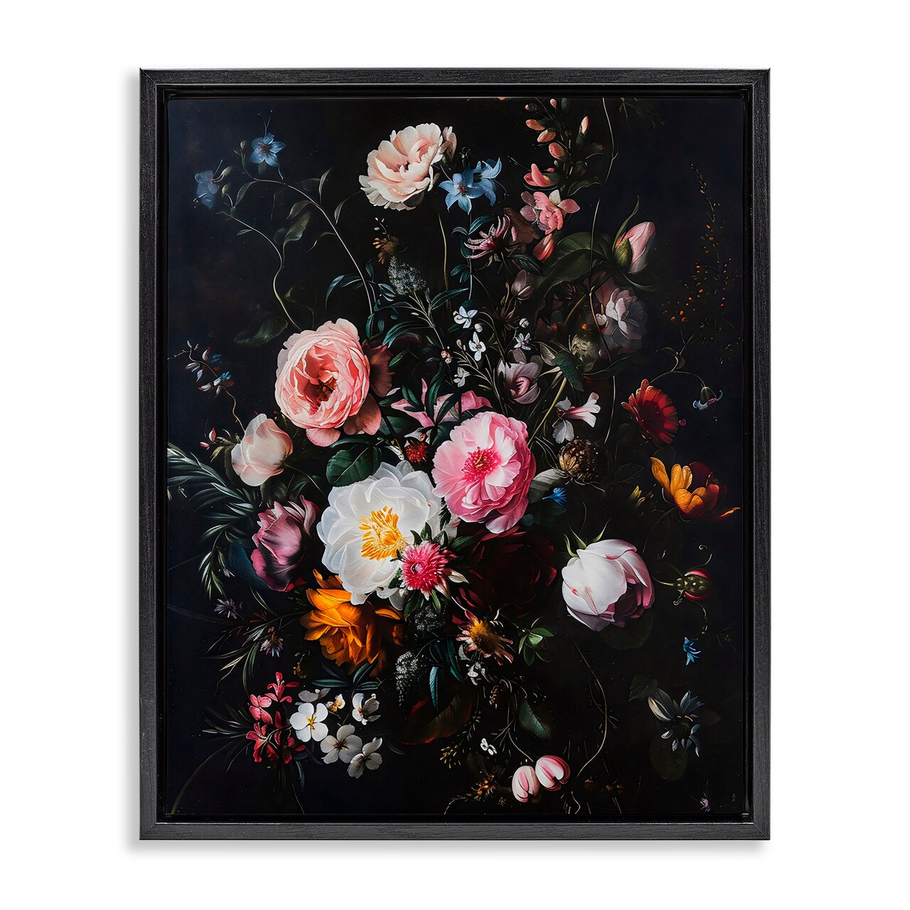 Stupell Industries Alternative Romance Bouquet Black Framed Floater Canvas Wall Art, design by Creative Studio